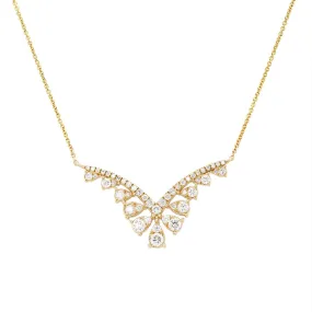 MODERN YELLOW GOLD NECKLACE WITH 49 ROUND CUT DIAMONDS, .64 CT TW