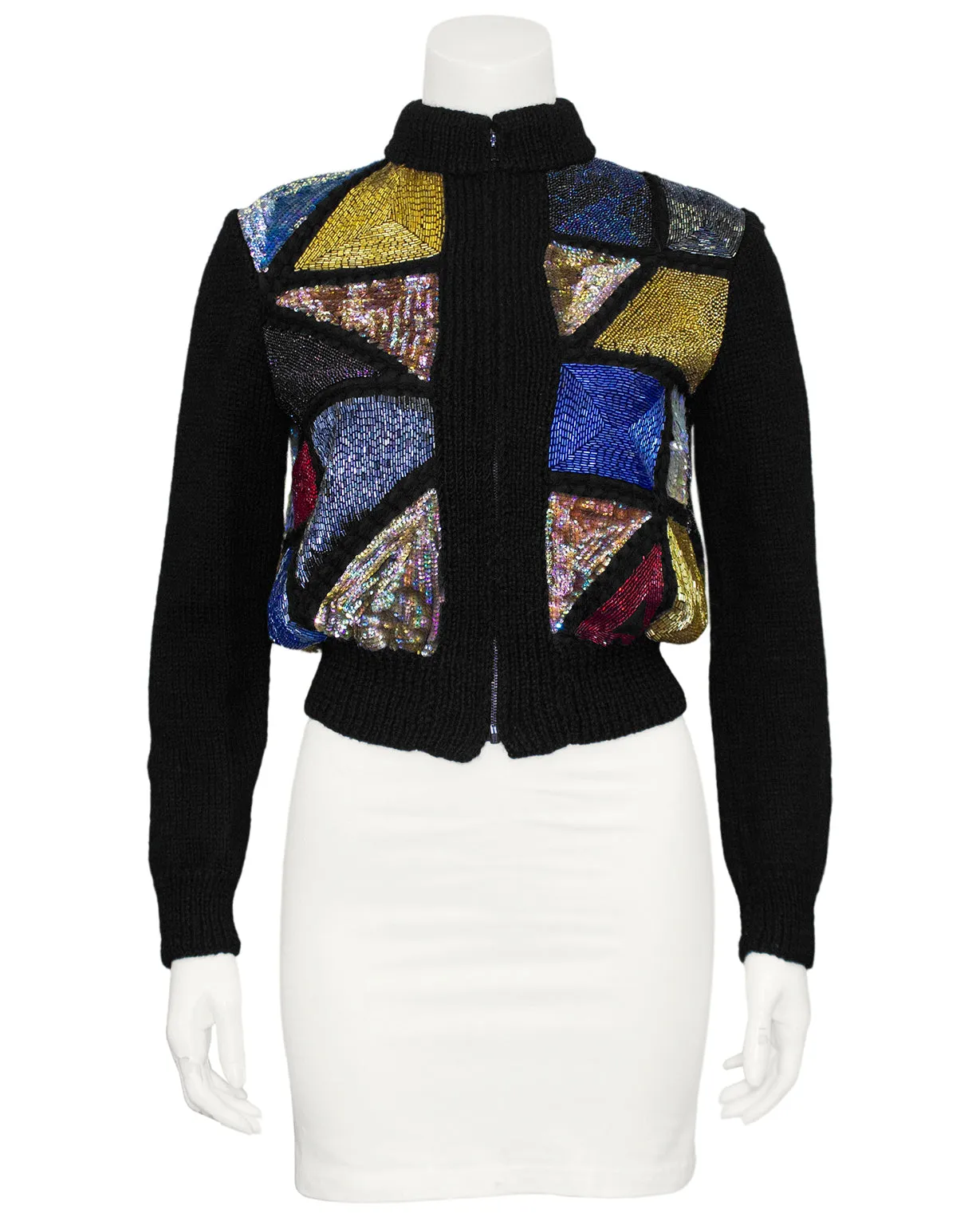 Multi Colour Sequin Stained Glass Window Patchwork Sweater