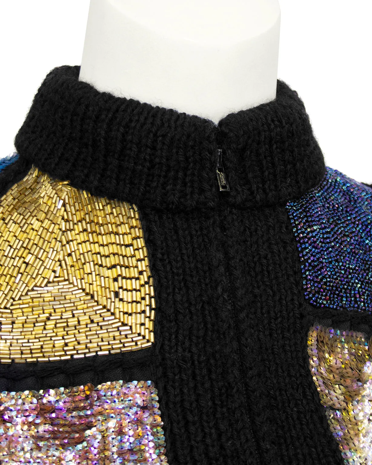 Multi Colour Sequin Stained Glass Window Patchwork Sweater