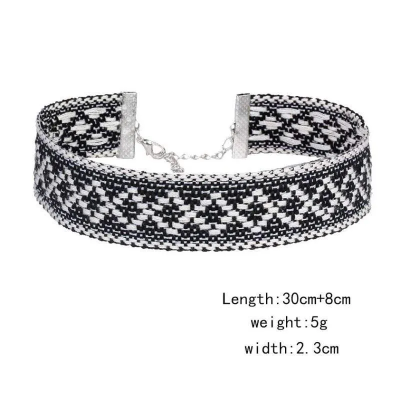 Native Knit Black & White Choker Necklace