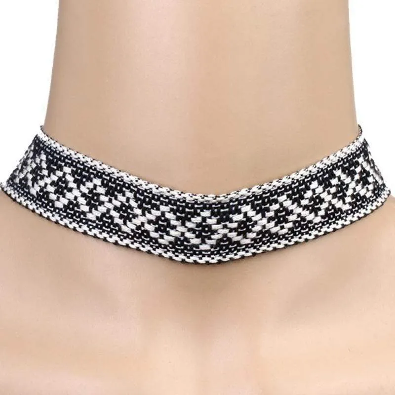 Native Knit Black & White Choker Necklace