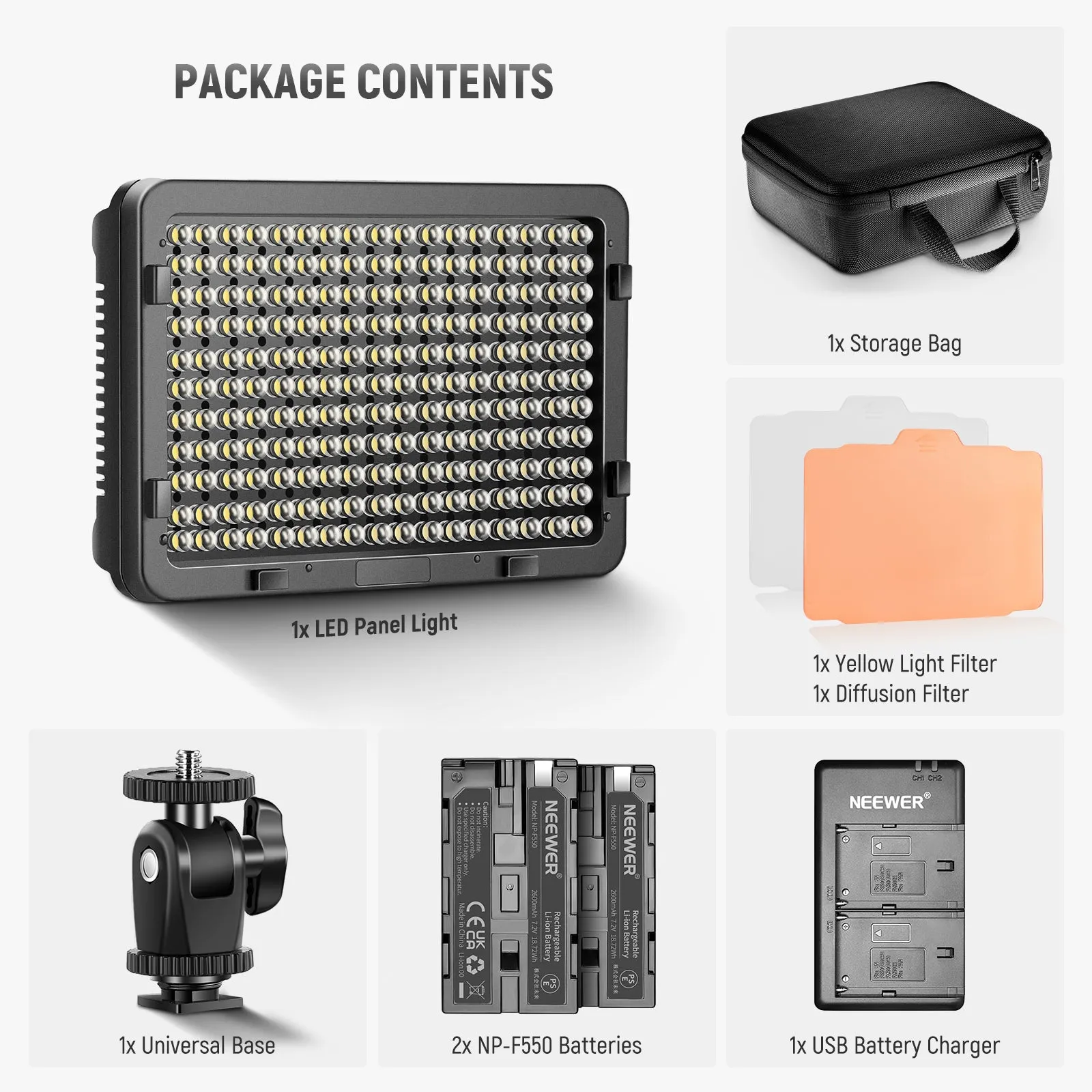 NEEWER 176 LED Panel Light Kit with Case