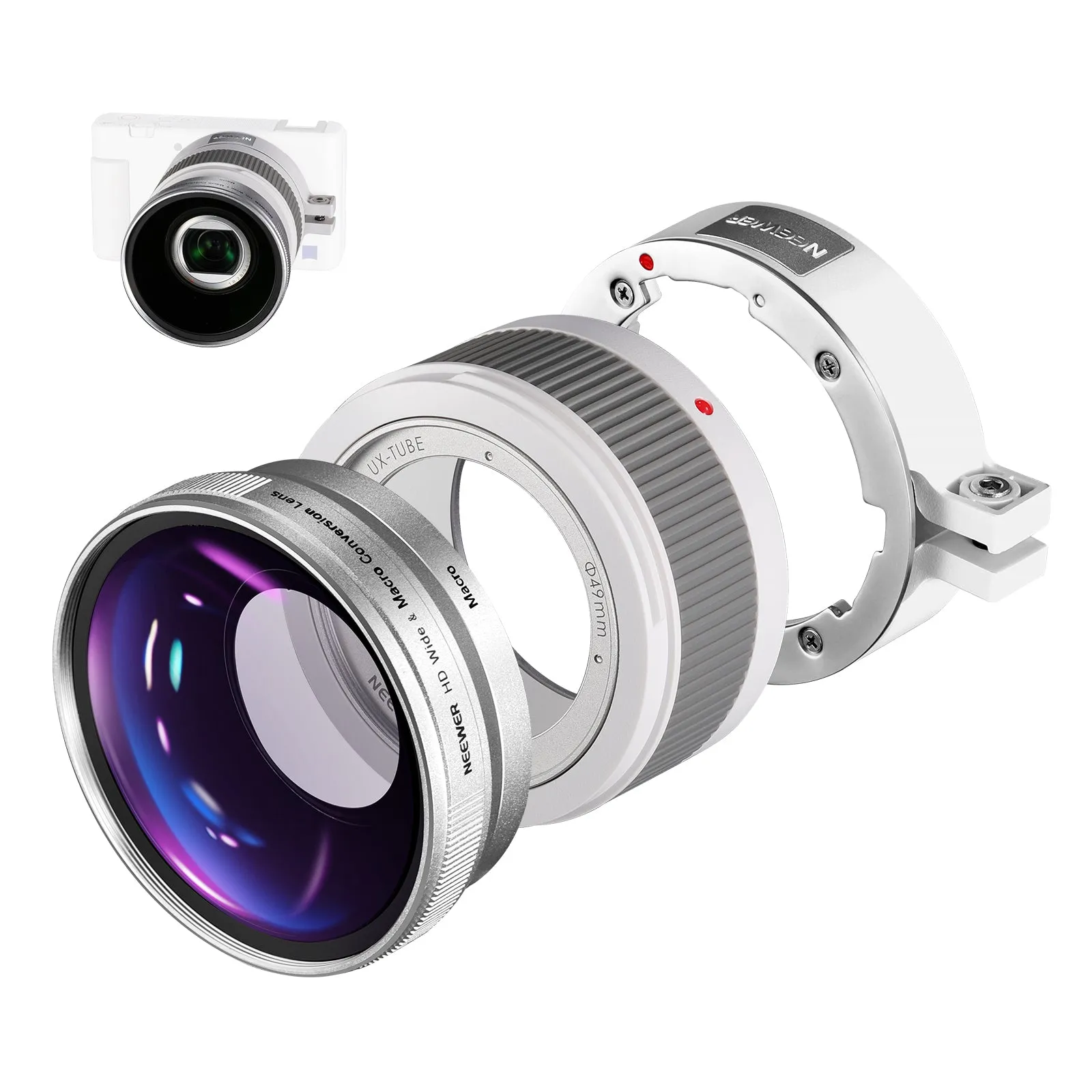 NEEWER 2 in 1 Wide Angle & 10x Macro Additional Lens for Sony ZV-1