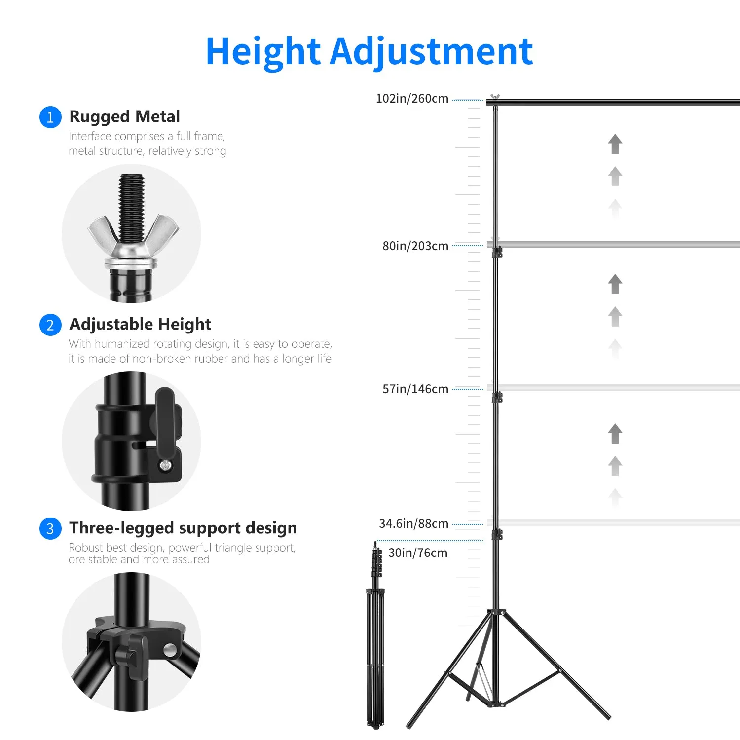 NEEWER 2.6 x 3M / 8.5 x 10FT Background Support System Kit