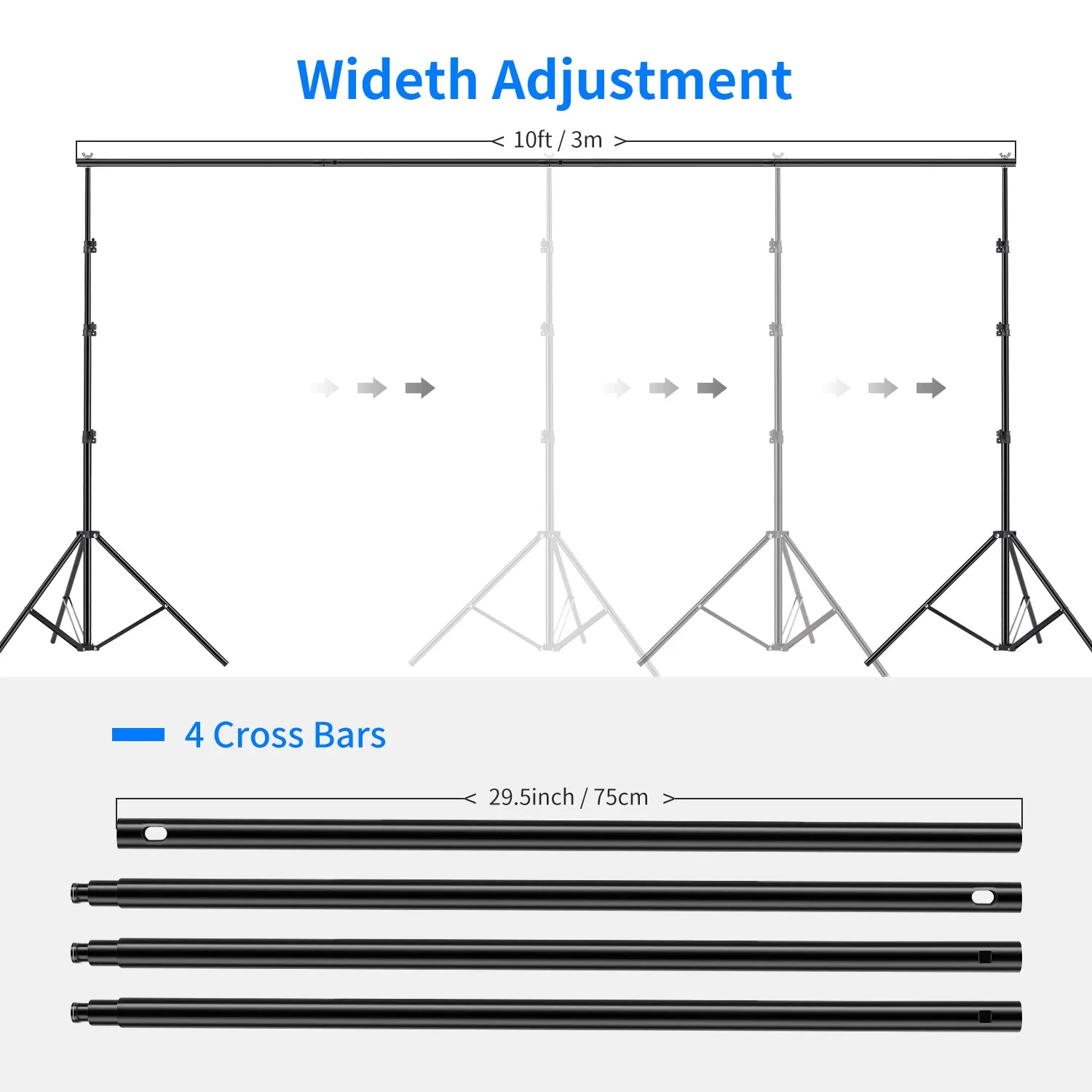 NEEWER 2.6 x 3M / 8.5 x 10FT Background Support System Kit