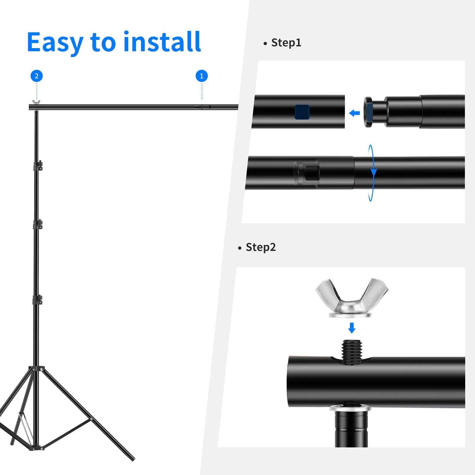 NEEWER 2.6 x 3M / 8.5 x 10FT Background Support System Kit