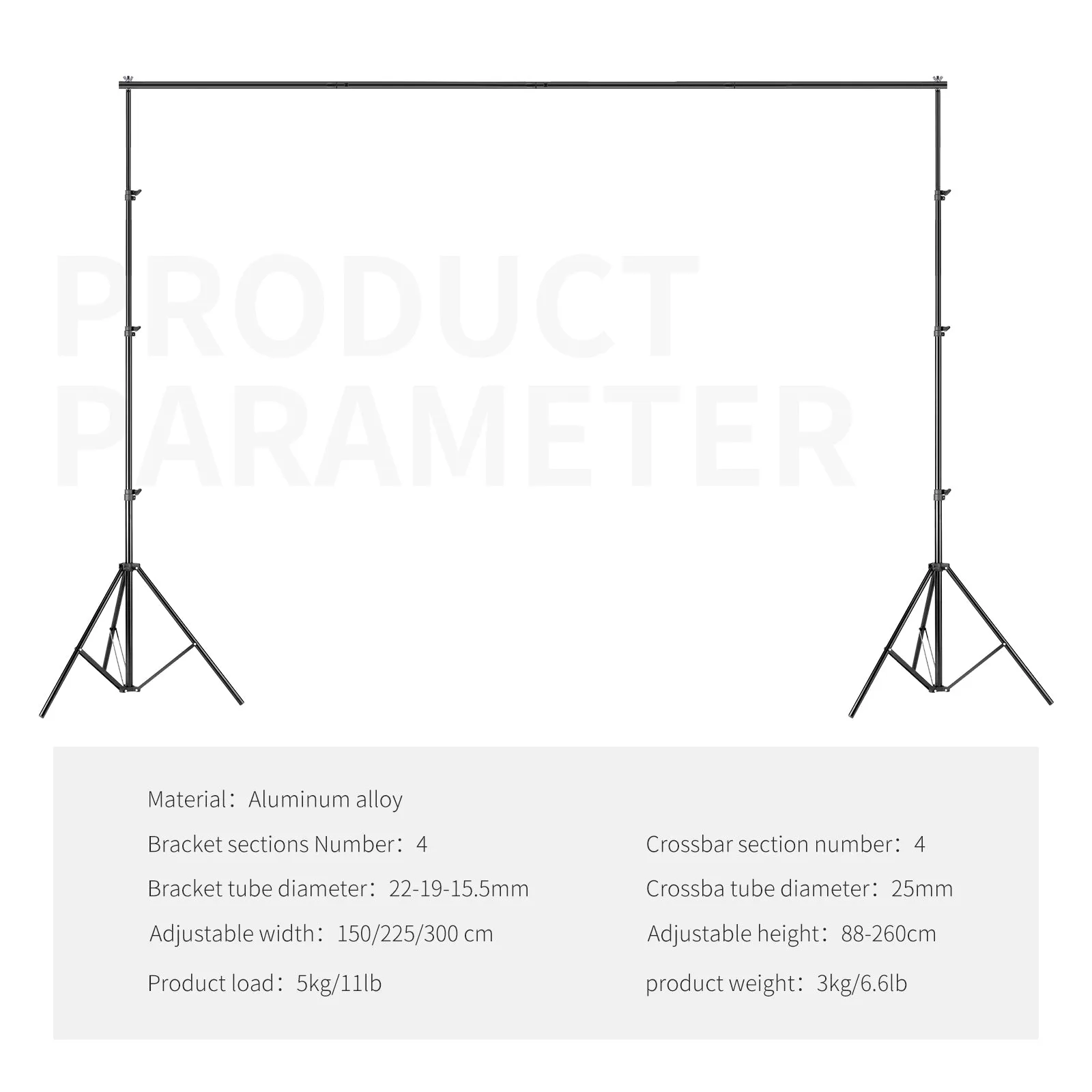 NEEWER 2.6 x 3M / 8.5 x 10FT Background Support System Kit