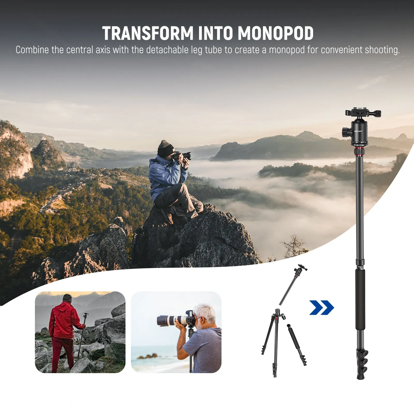 NEEWER 77'' Aluminum Alloy Camera Monopod Tripod