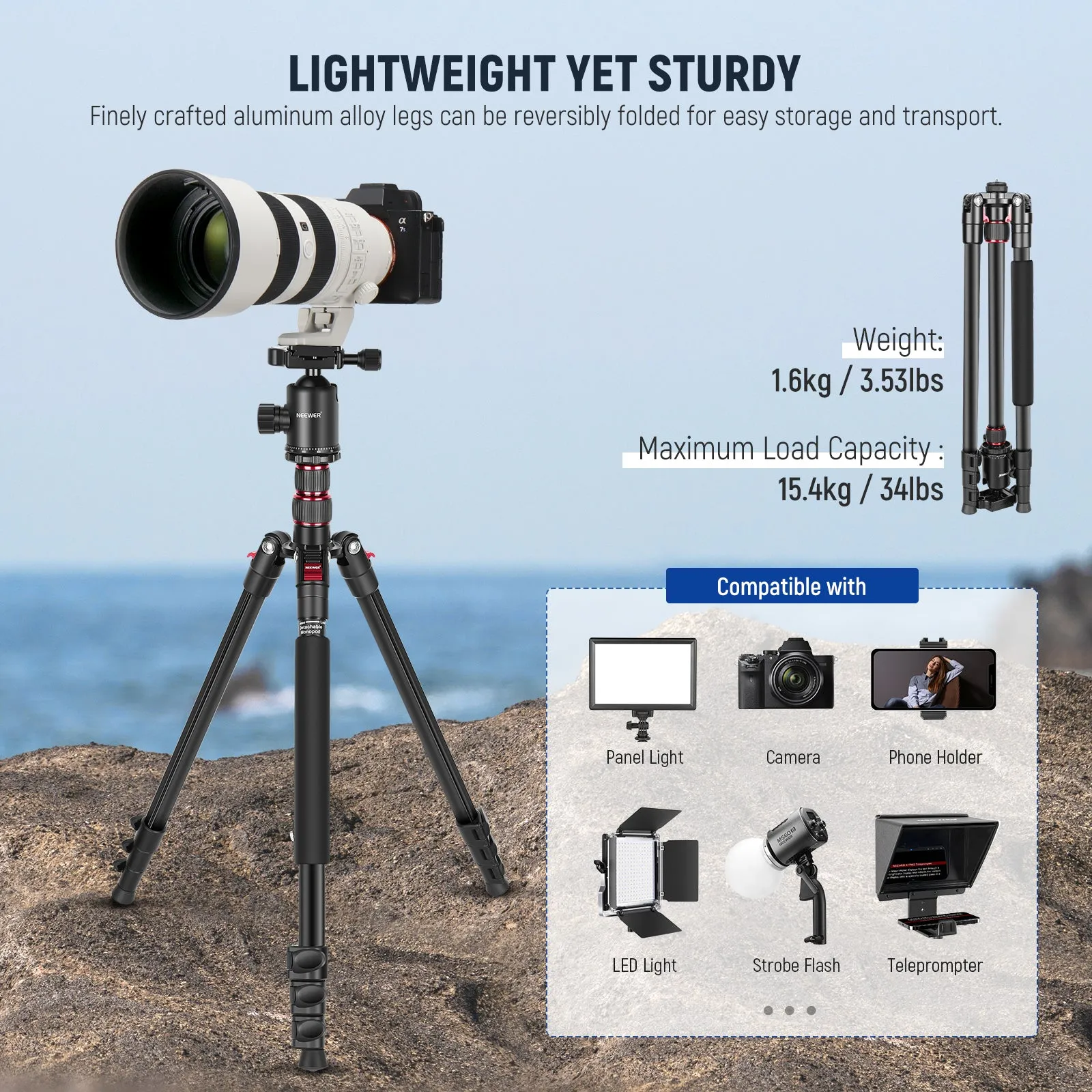 NEEWER 77'' Aluminum Alloy Camera Monopod Tripod