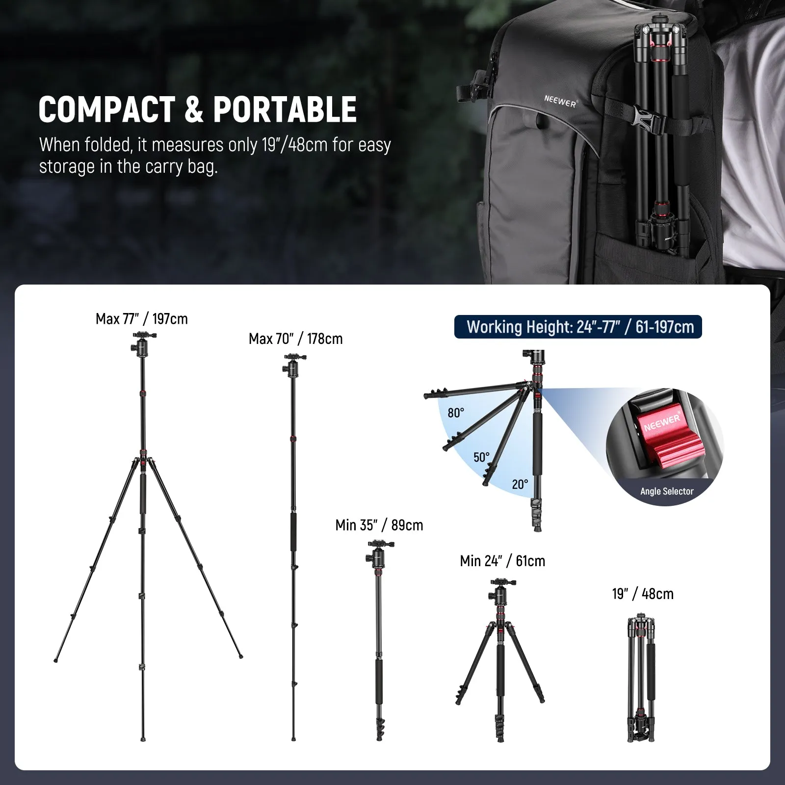 NEEWER 77'' Aluminum Alloy Camera Monopod Tripod