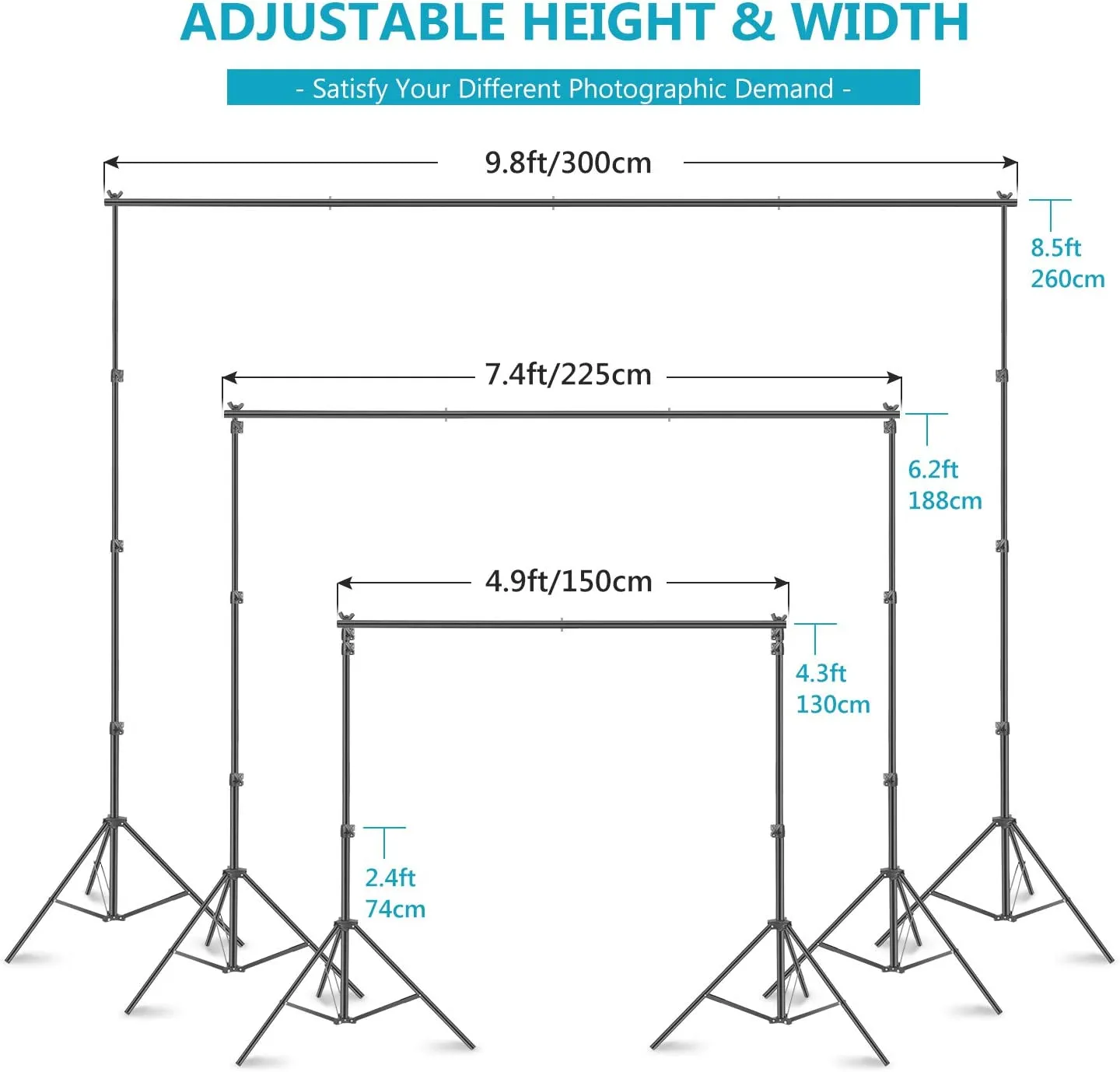 NEEWER 8.5x10ft Background Support System Lighting Kit