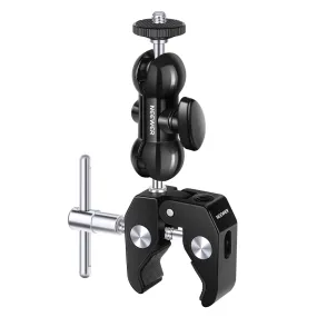 NEEWER Camera Mount Clamp with Dual Ball Head Adapter