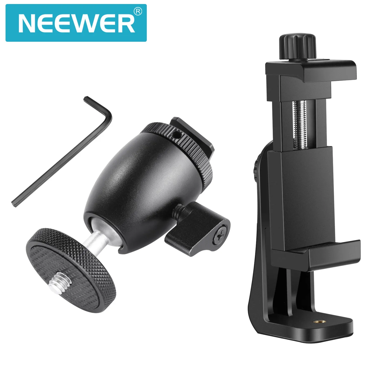 NEEWER Cellphone Holder Clip Desktop Tripod Mount with Mini Ball Head