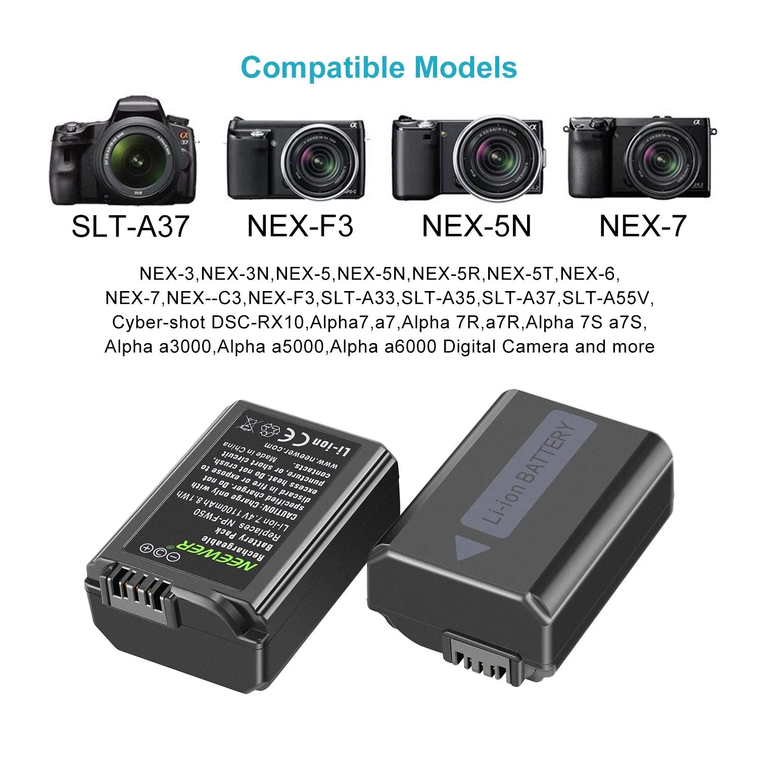 NEEWER NP-FW50 Camera Battery Charger Set for Sony