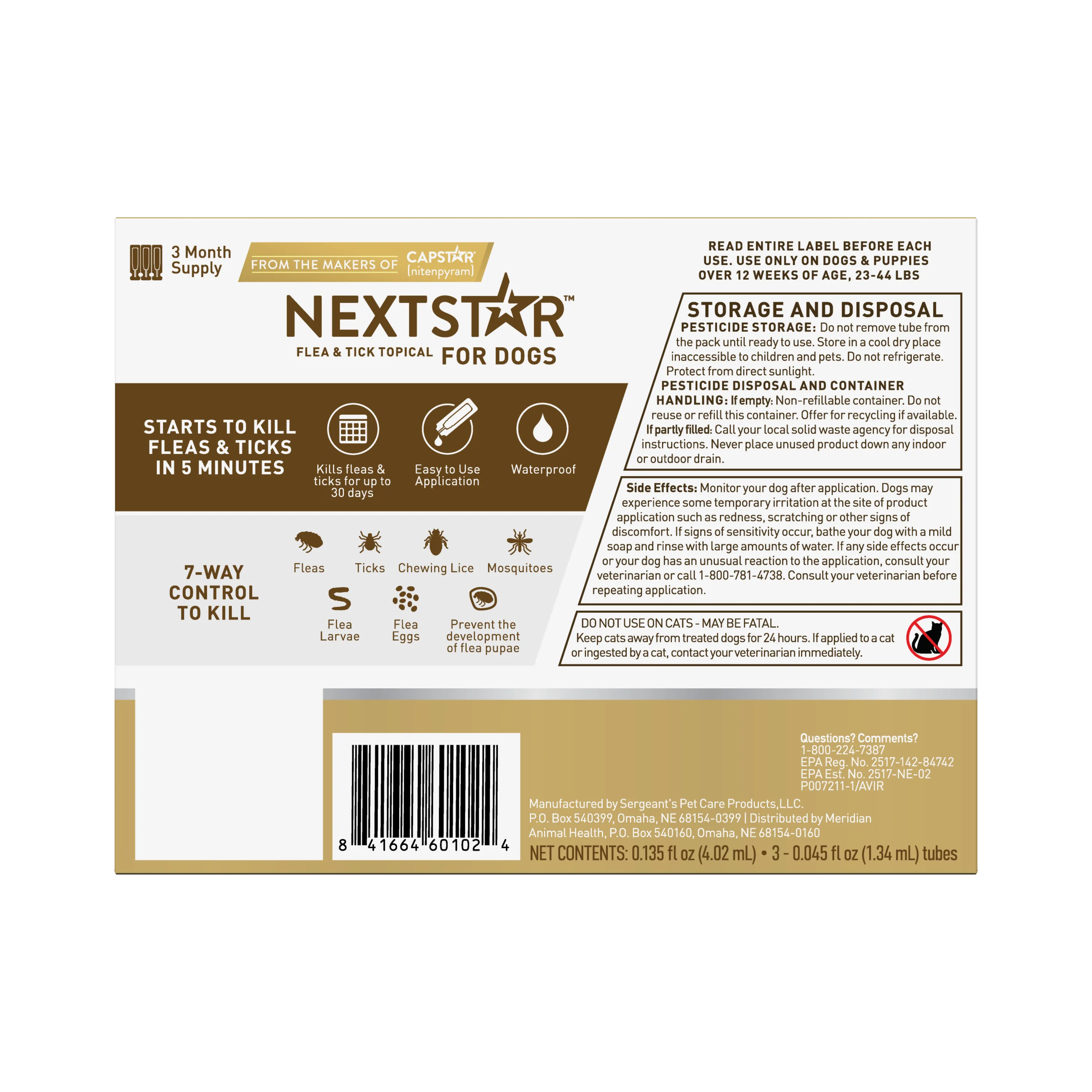 Nextstar Flea & Tick Topical Dog 23-44LB 3CT