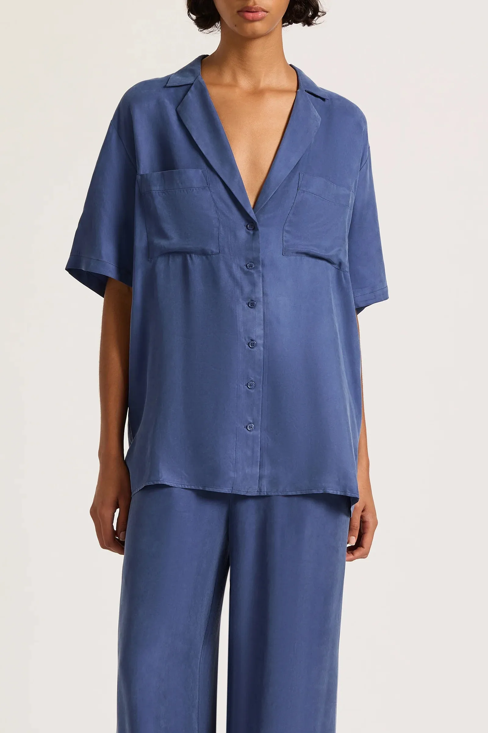 NUDE LUCY Lucia Cupro Shirt INDIGO