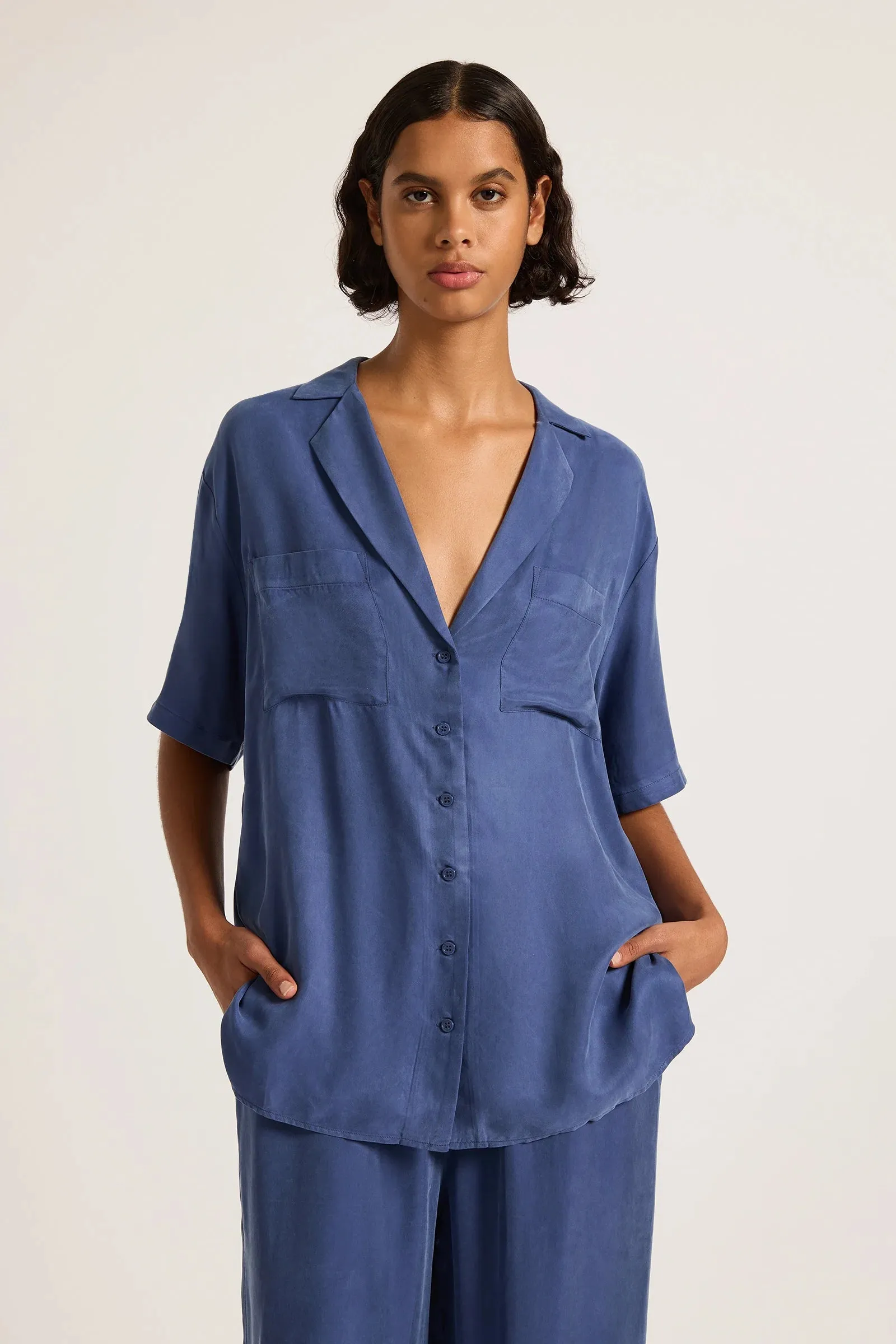 NUDE LUCY Lucia Cupro Shirt INDIGO