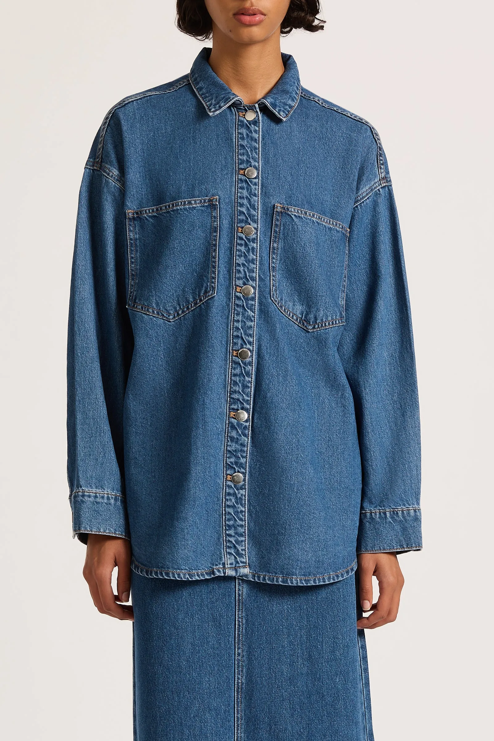 NUDE LUCY Organic Denim Overshirt VINTAGE BLUE