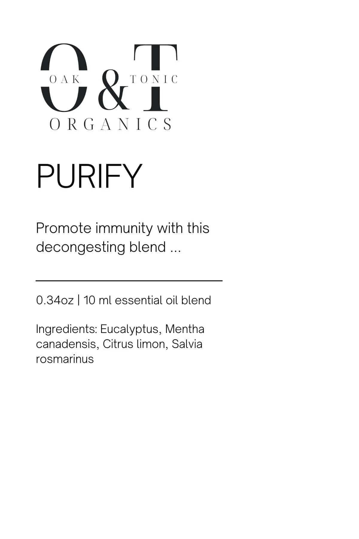 Oak & Tonic Organics | Purify Essential Oil