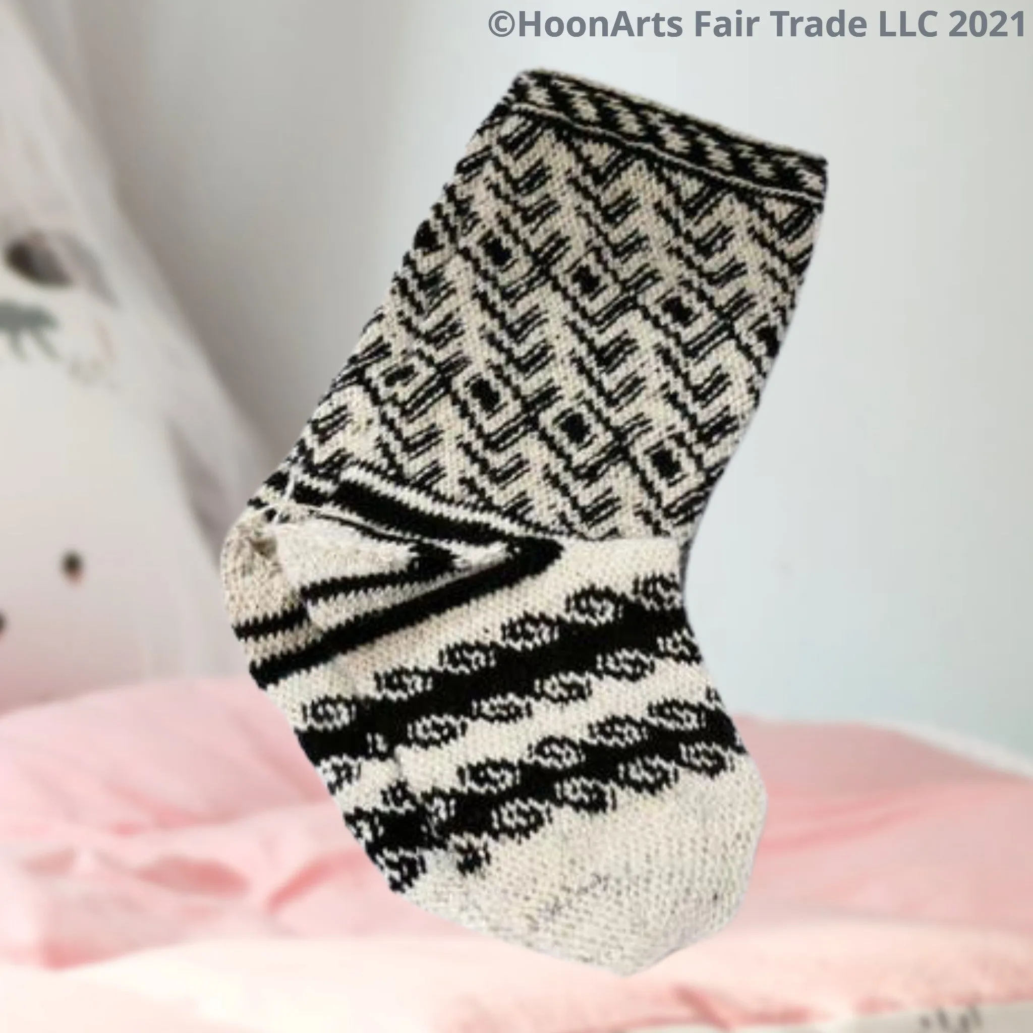 Pamir Slipper Socks ("Jurab"), Hand Spun Wool Yarn, Natural Colors-Fair Trade