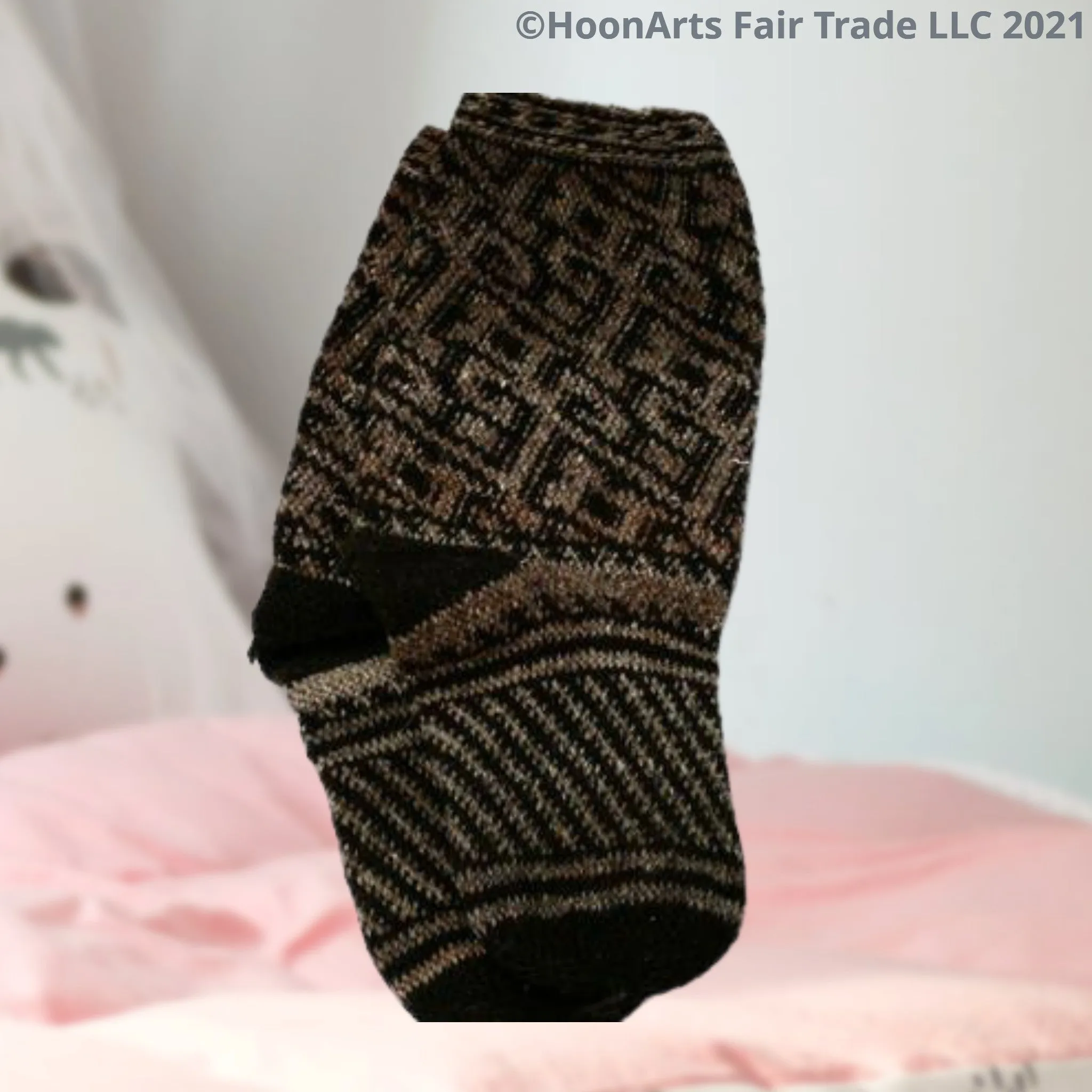 Pamir Slipper Socks ("Jurab"), Hand Spun Wool Yarn, Natural Colors-Fair Trade