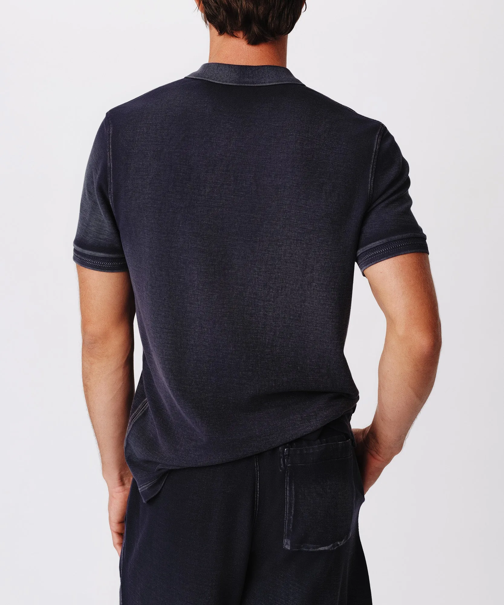 Pique with Wash Short Sleeve Polo - Midnight