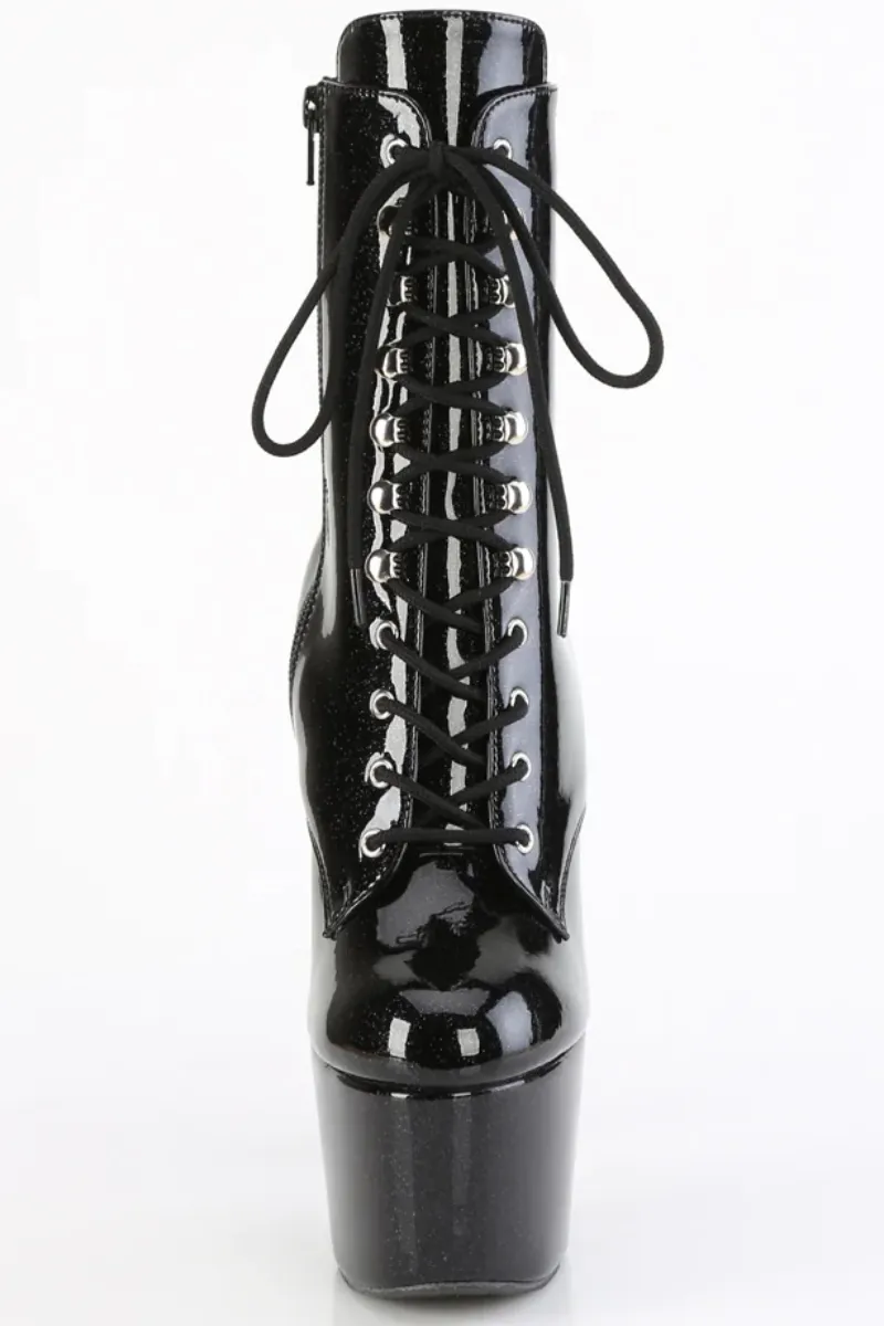 Pleaser USA Adore-1020GP 7inch Pleaser Boots - Black Glitter