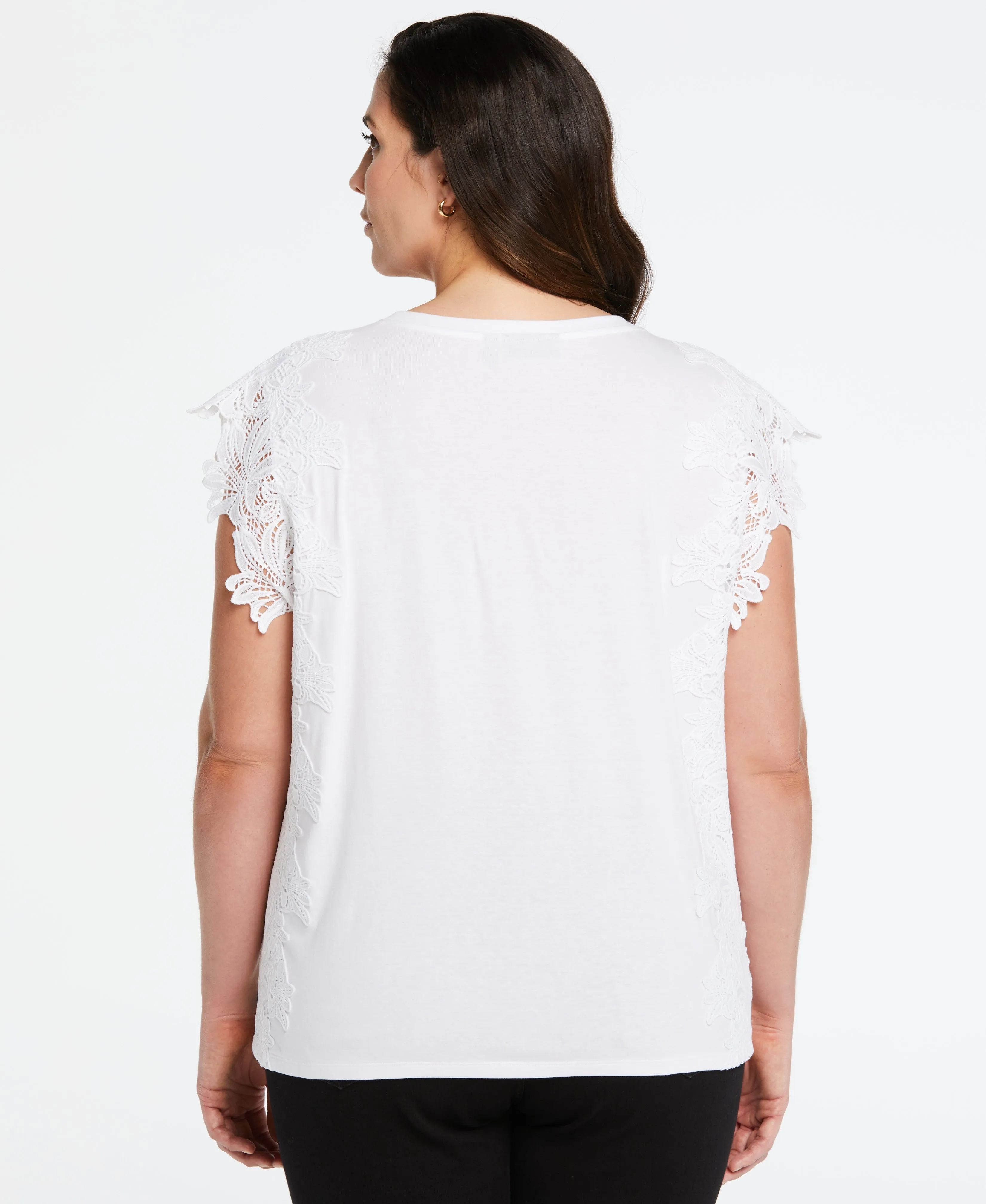 Plus Size Knit Top with Lace Detail