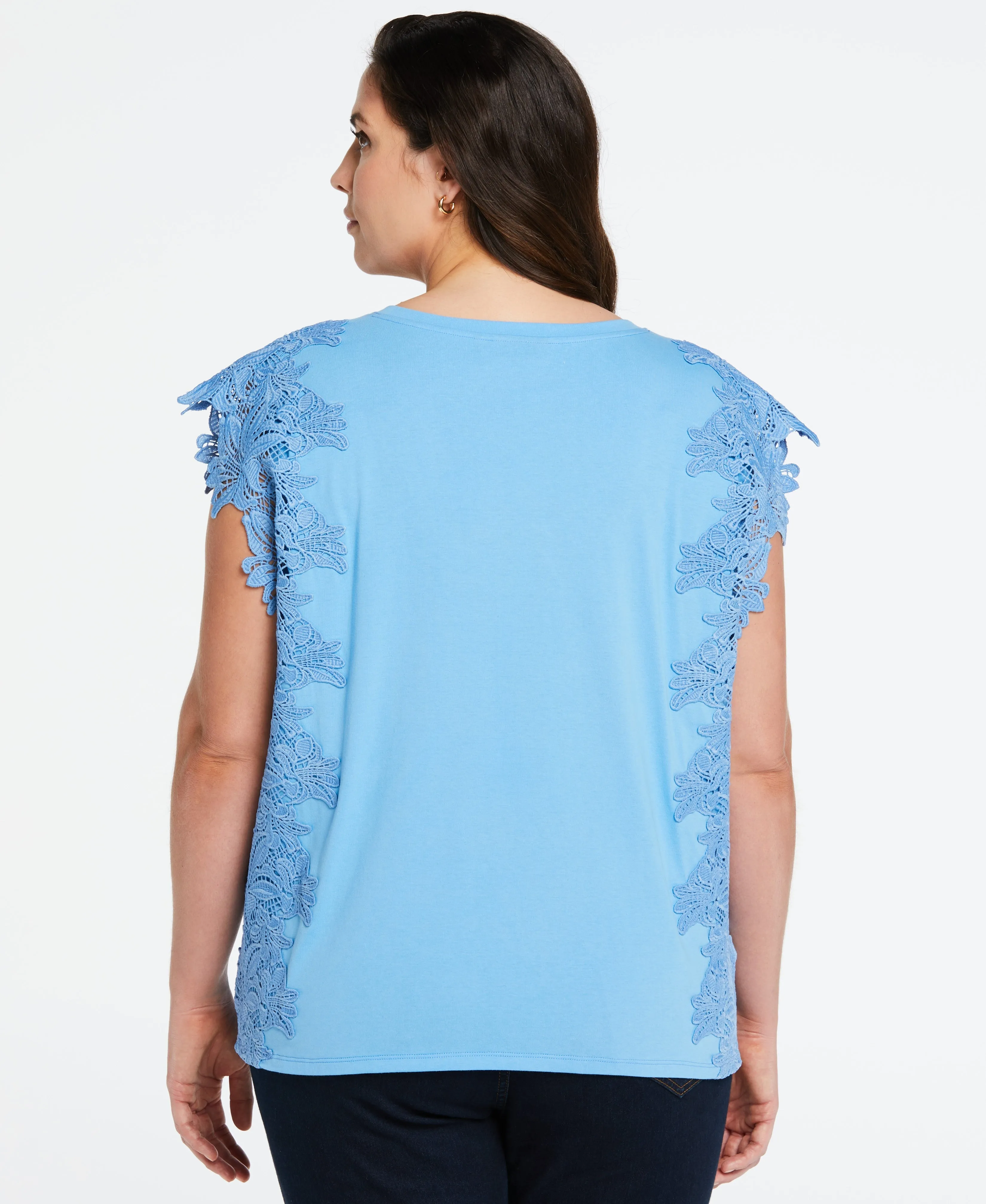 Plus Size Knit Top with Lace Detail