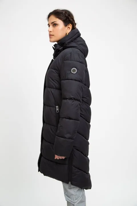 PORTOBELLO II recycled black long puffer jacket