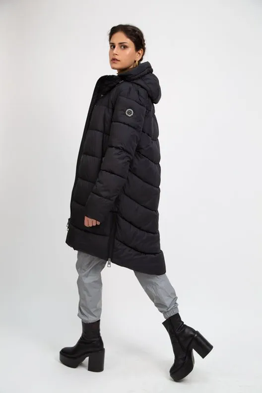 PORTOBELLO II recycled black long puffer jacket