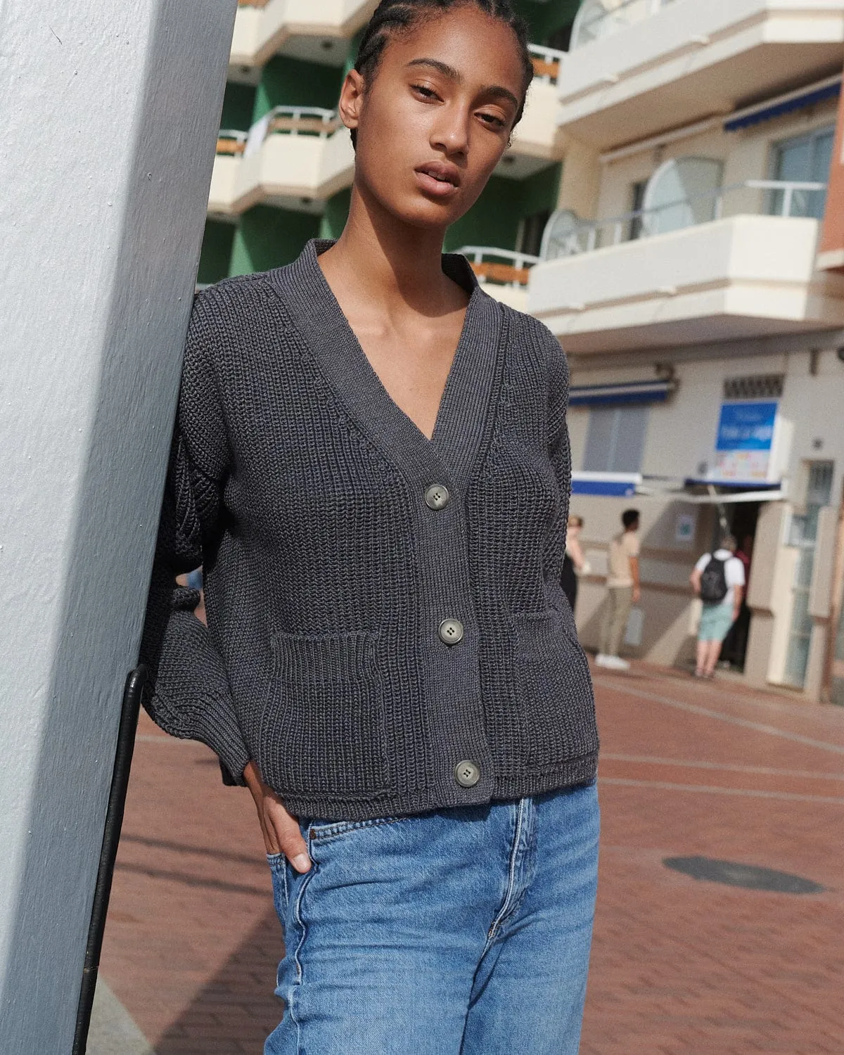 Preila: Charcoal Merino Wool Cardigan