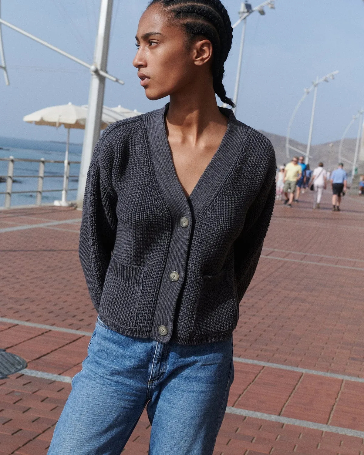 Preila: Charcoal Merino Wool Cardigan