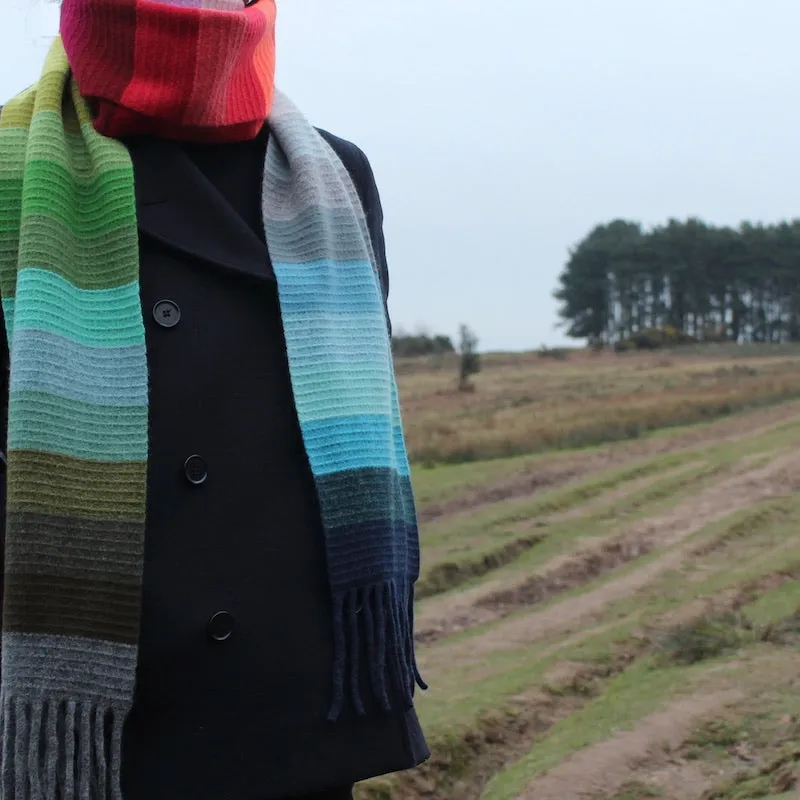 Rainbow After The Storm Textured Scottish Lamb's Wool Scarf