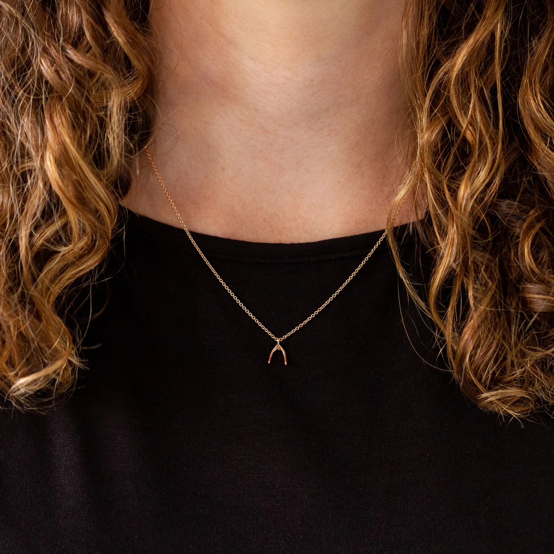 Rose Gold Wishbone Necklace