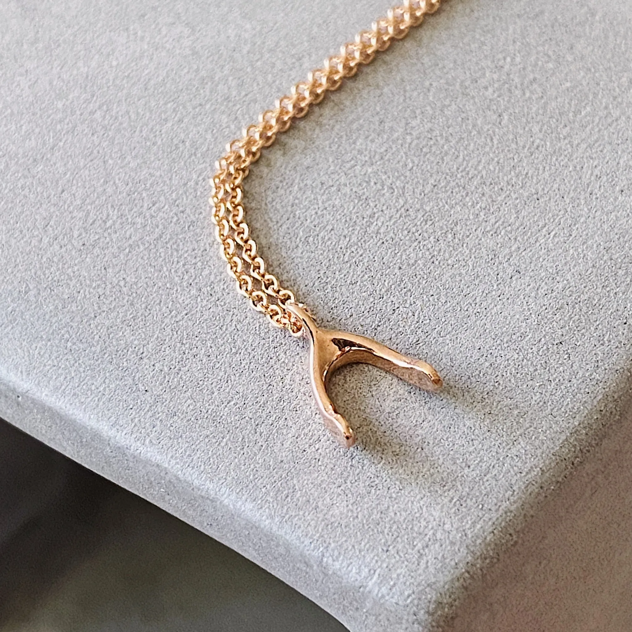 Rose Gold Wishbone Necklace