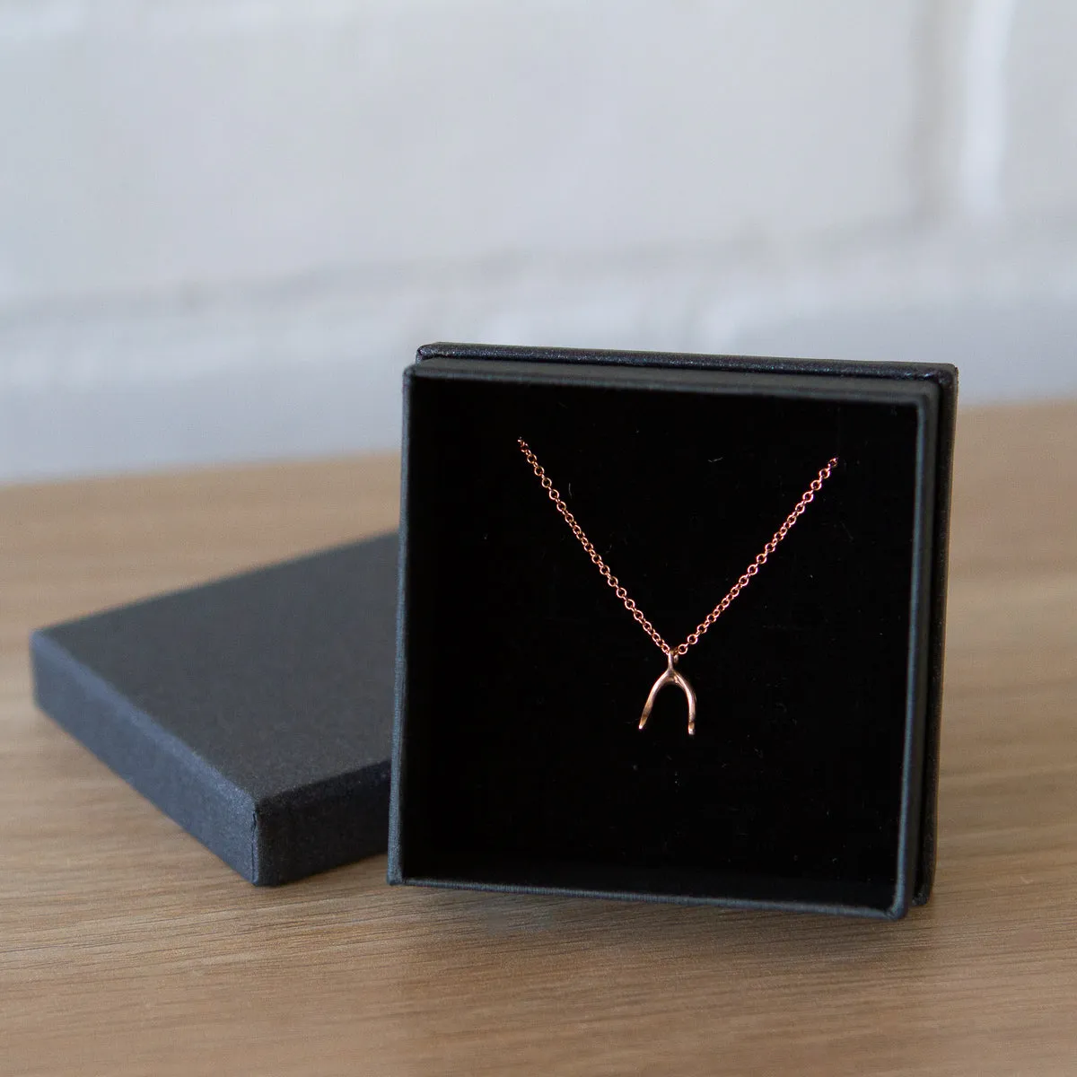 Rose Gold Wishbone Necklace