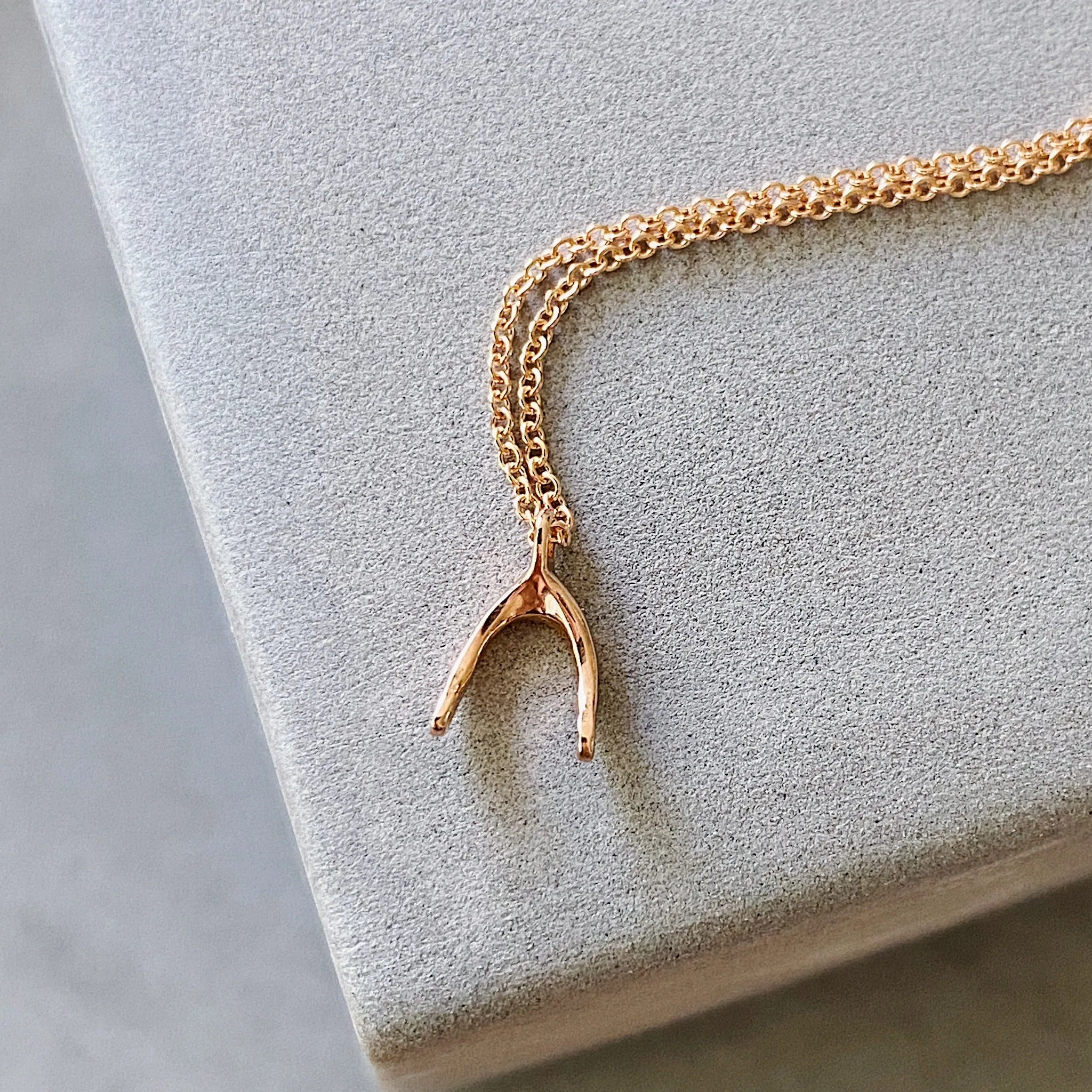 Rose Gold Wishbone Necklace