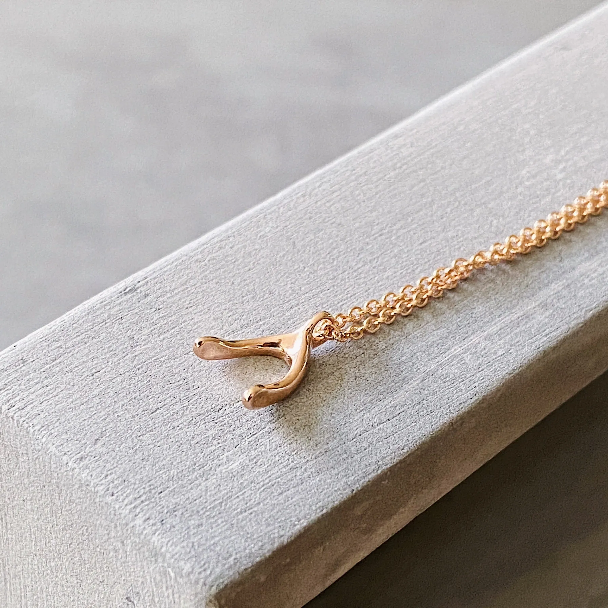 Rose Gold Wishbone Necklace