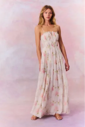 Santee Lurex Chiffon Floral Maxi Dress