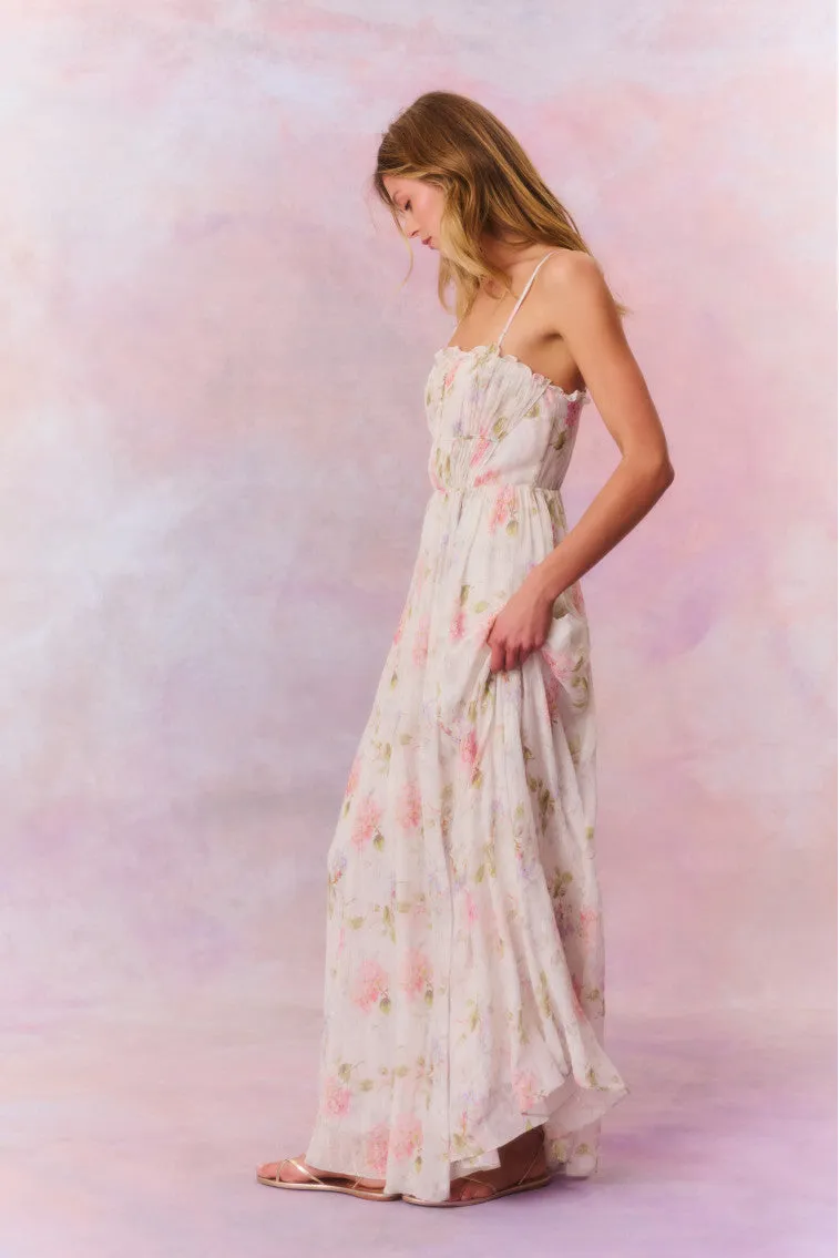 Santee Lurex Chiffon Floral Maxi Dress