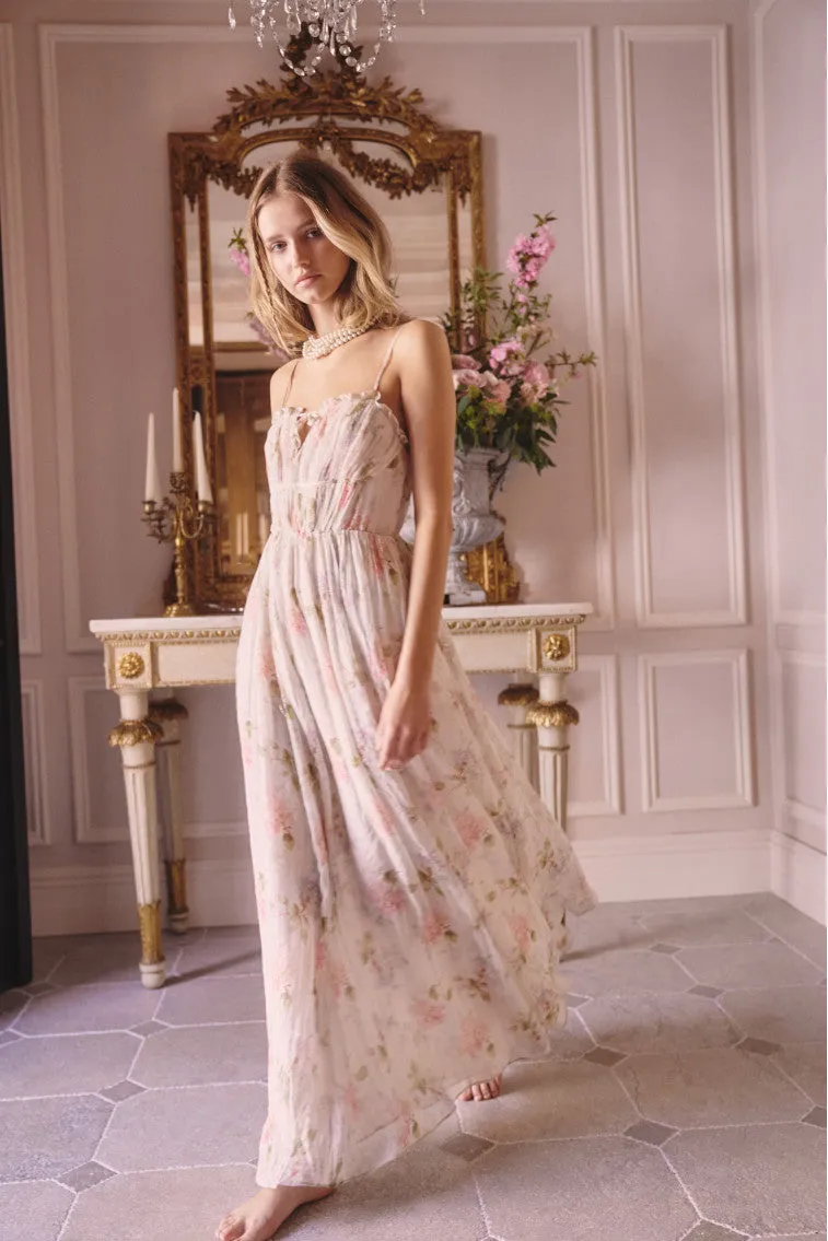 Santee Lurex Chiffon Floral Maxi Dress