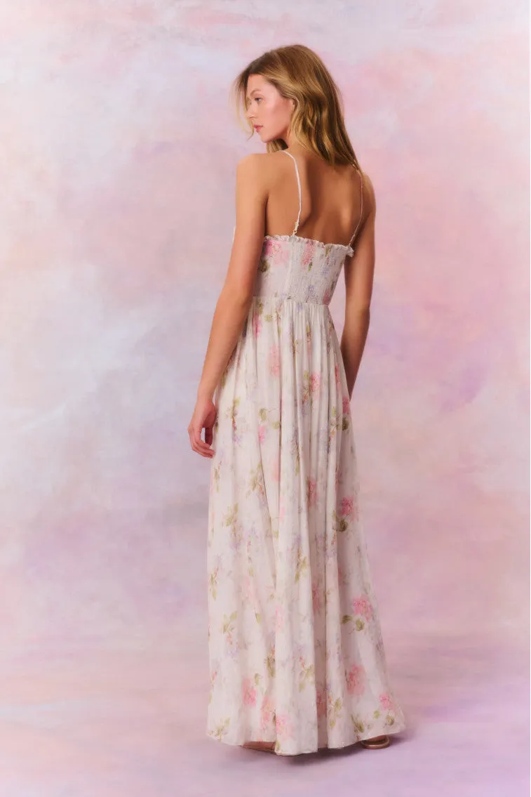 Santee Lurex Chiffon Floral Maxi Dress