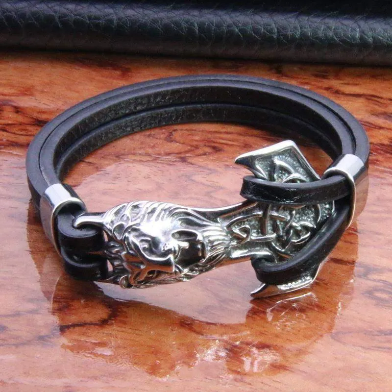 Silver Anchor Lion Bracelet