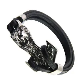 Silver Anchor Lion Bracelet