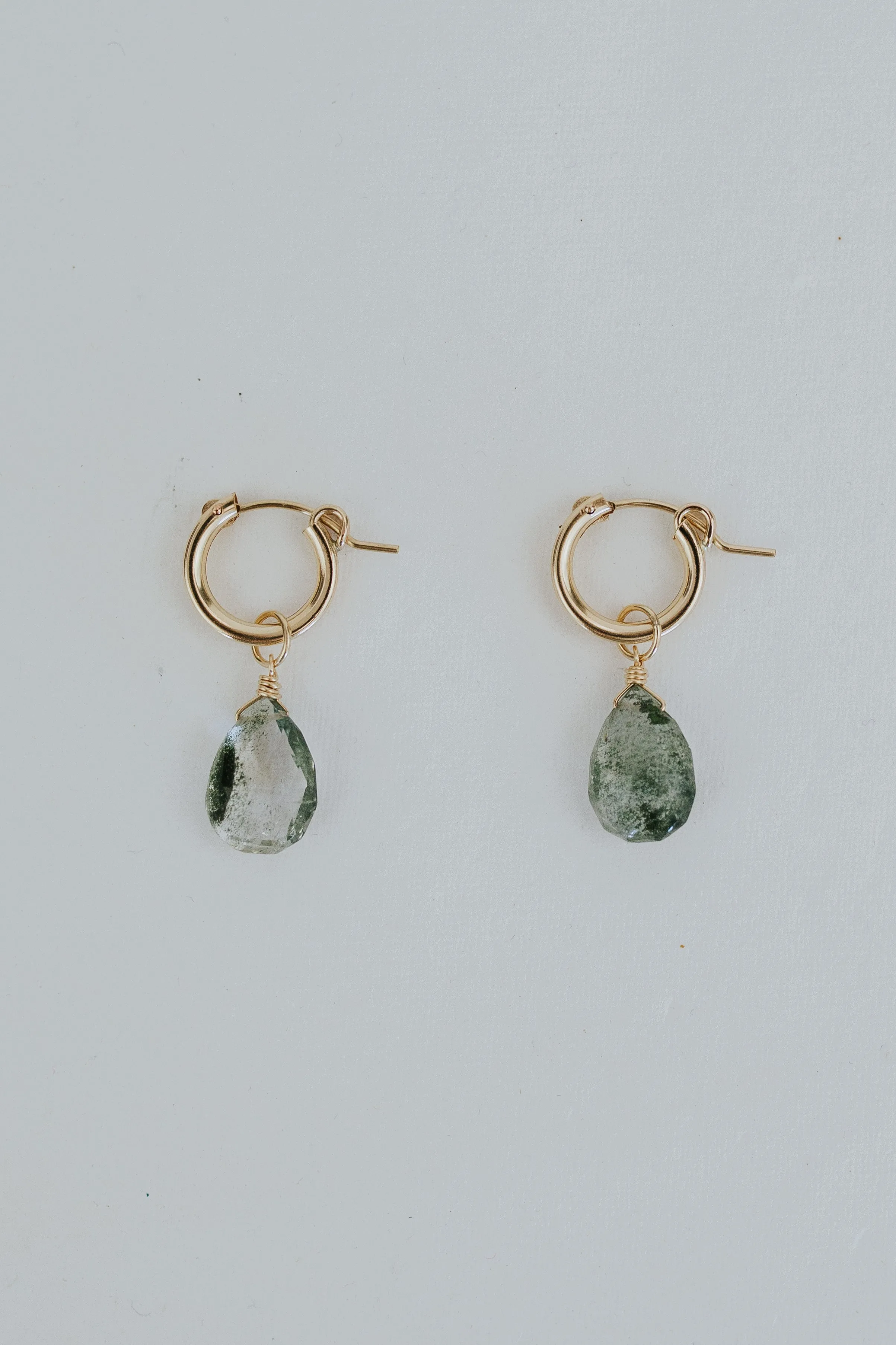 Small Clasp Hoop Earrings - Chlorite Quartz