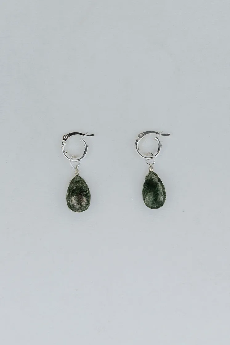 Small Clasp Hoop Earrings - Chlorite Quartz