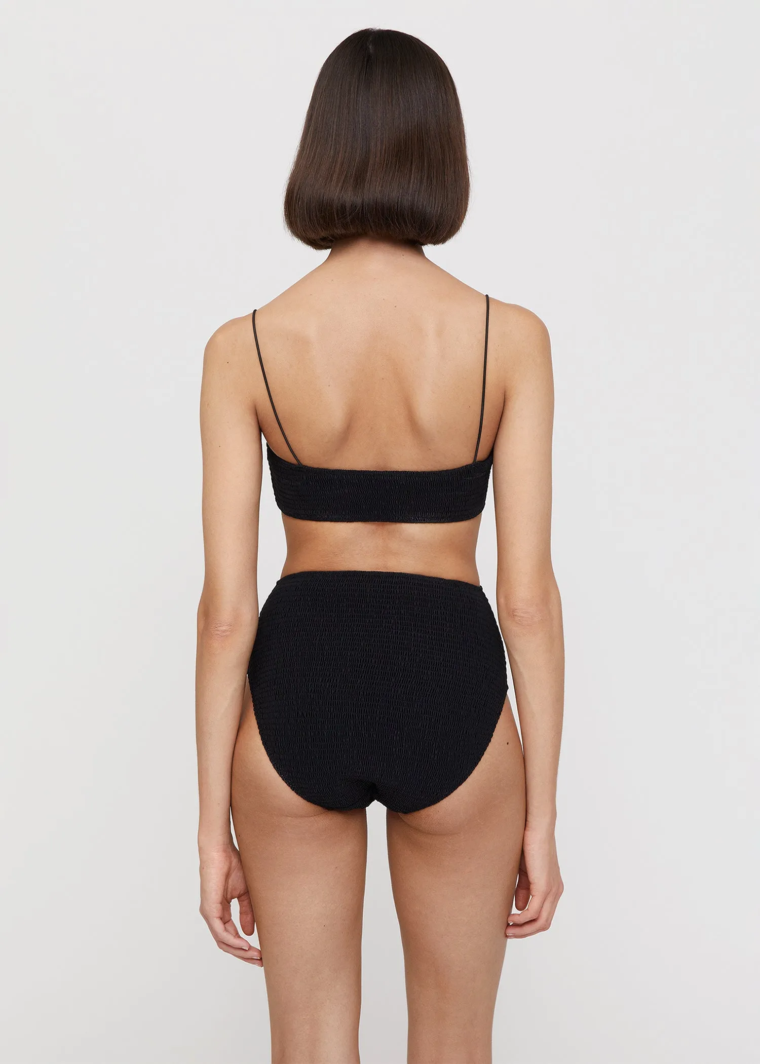 Smocked bikini bottoms black