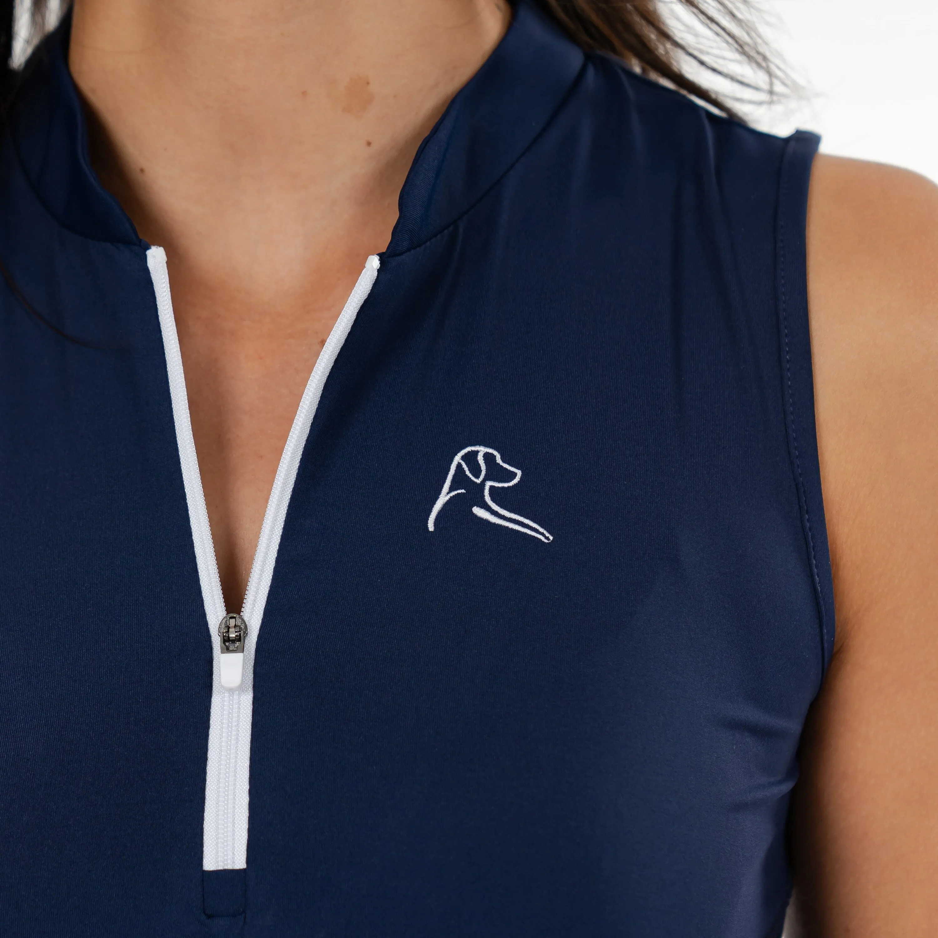 Solid Sleeveless Zip | Solid - Fleet Navy