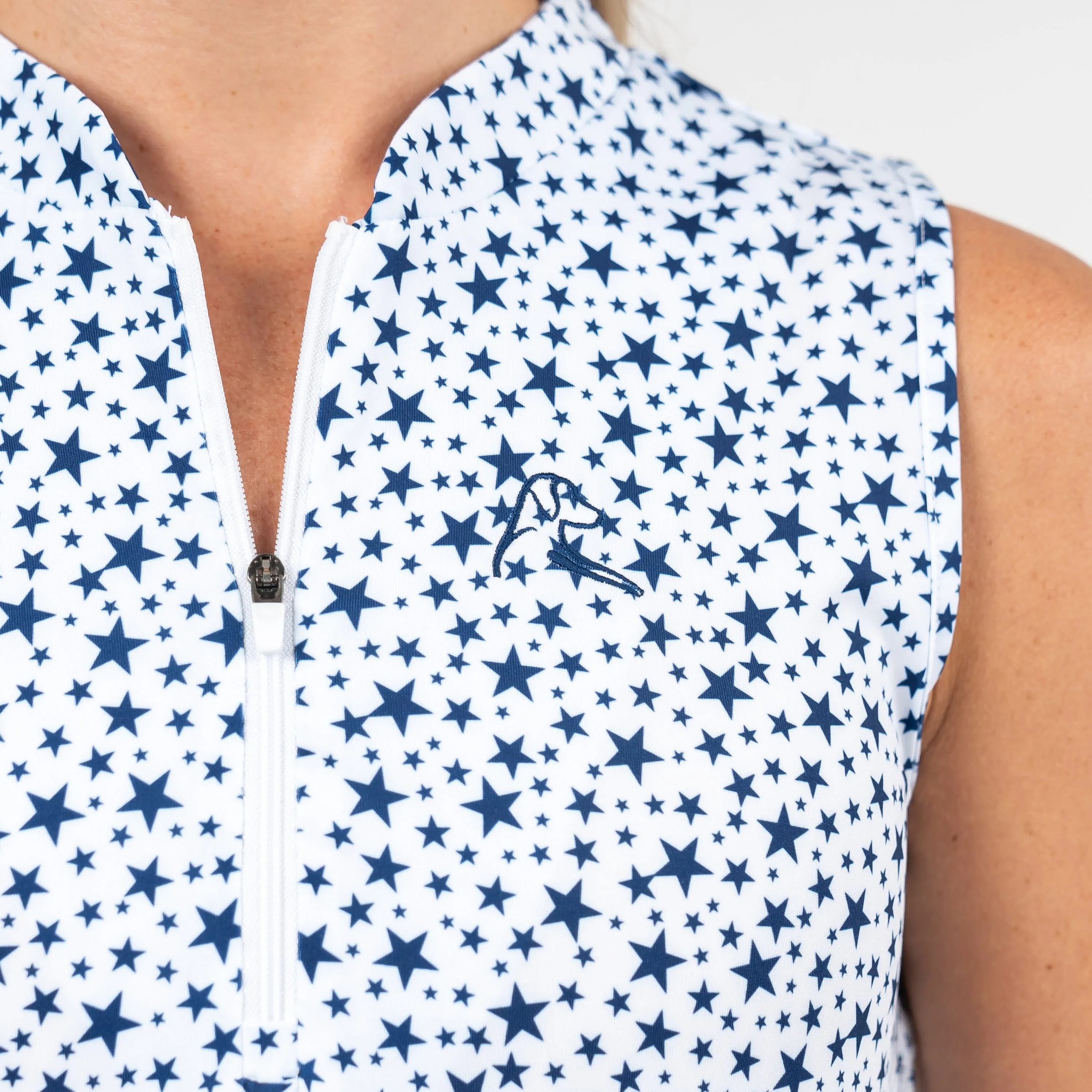 Stars Sleeveless Zip | The Stars - White/Patriot Blue - USA